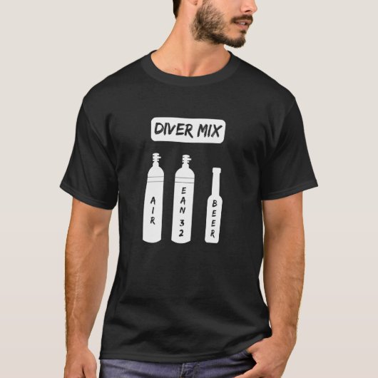 Funny Scuba Diver Mix Oxygen Flasche Scuba Beer Di T-Shirt (Vorderseite)