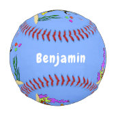 Funny Scuba Diver und Fischarten Cartoon Baseball (Rückseite)