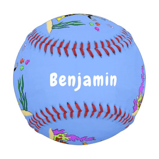 Funny Scuba Diver und Fischarten Cartoon Baseball (Rückseite)