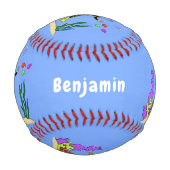 Funny Scuba Diver und Fischarten Cartoon Baseball (Vorderseite)