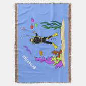 Funny Scuba Diver und Fischarten Cartoon Decke (Vorderseite Vertikal)