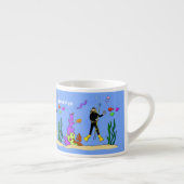 Funny Scuba Diver und Fischarten Cartoon Espressotasse (Rechts)