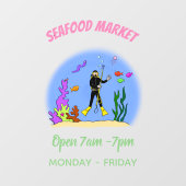 Funny Scuba Diver und Fischarten Cartoon Fensteraufkleber (Blatt)