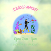 Funny Scuba Diver und Fischarten Cartoon Fensteraufkleber (Blatt 3)