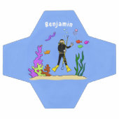 Funny Scuba Diver und Fischarten Cartoon Fußball (Flach)