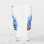 Funny Scuba Diver und Fischarten Cartoon Glas (Links)