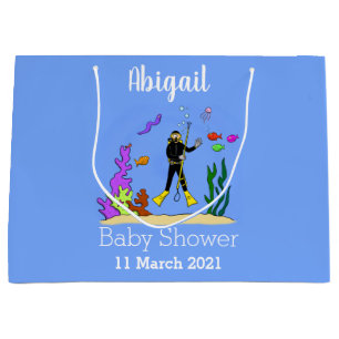 Funny Scuba Diver und Fischarten Cartoon Große Geschenktüte