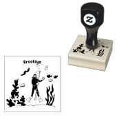 Funny Scuba Diver und Fischarten Cartoon Gummistempel (Stempel)