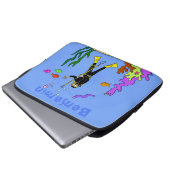 Funny Scuba Diver und Fischarten Cartoon Laptopschutzhülle (Vorne Knopf)