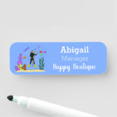 Funny Scuba Diver und Fischarten Cartoon Namensschild (Beispiel)