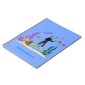 Funny Scuba Diver und Fischarten Cartoon Notizblock (Linke Seite)