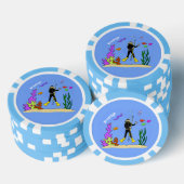 Funny Scuba Diver und Fischarten Cartoon Pokerchips (Stapel)