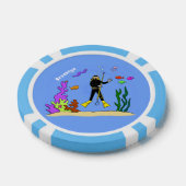 Funny Scuba Diver und Fischarten Cartoon Pokerchips (Einzeln)