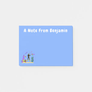 Funny Scuba Diver und Fischarten Cartoon Post-it Klebezettel