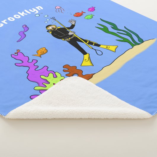 Funny Scuba Diver und Fischarten Cartoon Sherpadecke (3/4)