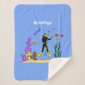 Funny Scuba Diver und Fischarten Cartoon Sherpadecke (Vorderseite)