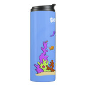 Funny Scuba Diver und Fischarten Cartoon Thermosbecher (Nach links gedreht)