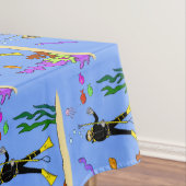 Funny Scuba Diver und Fischarten Cartoon Tischdecke (Beispiel)