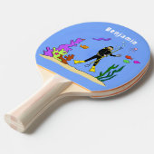 Funny Scuba Diver und Fischarten Cartoon Tischtennis Schläger (Vorderseite)