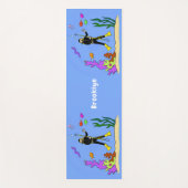 Funny Scuba Diver und Fischarten Cartoon Yogamatte (Vorderseite)