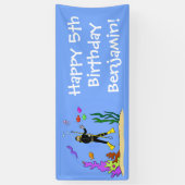 Funny Scuba Diver und Fischarten Geburtstag Banner (Vertikal)