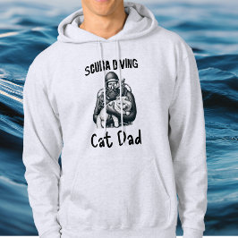 Funny Scuba Diving Cat Vater Schwarz auf Weiß Hoodie