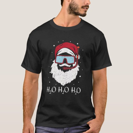 Funny Scuba Santa Claus Diving H2O H2O H2O Pun Men T-Shirt (Vorderseite)