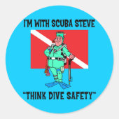 Funny SCUBA Steve Runder Aufkleber (Vorderseite)
