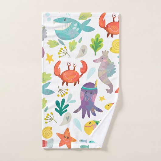 Funny Sea Animals Badhandtuch Set (Handtuch)