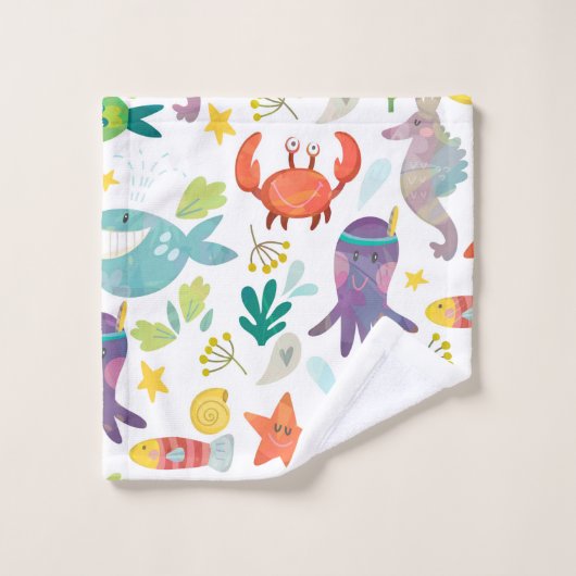 Funny Sea Animals Badhandtuch Set (Waschlappen)