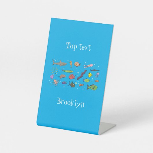 Funny sea creatures cartoon illustration pattern sockelschild (Vorderseite)