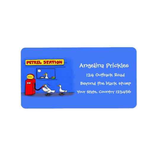 Funny Sea Gulls Cartoon Spaß Adressaufkleber (Vorne)
