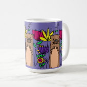 Funny Sea Otter in einem Blumengarten Kaffeetasse (VorderseiteRechts)