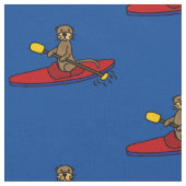 Funny Sea Otter Kayaking Cartoon Stoff (Nahaufnahme)