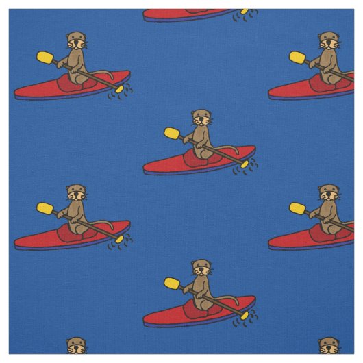 Funny Sea Otter Kayaking Cartoon Stoff (Muster)
