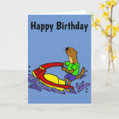 Funny Sea Otter Riding Jet Ski Cartoon Karte (Gelbe Blume)
