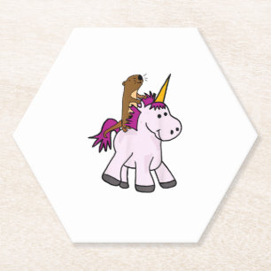 Funny Sea Otter Riding Unicorn T - Shirt T - Shirt Untersetzer