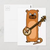 Funny Sea Otter spielt Banjo Cartoon Postkarte (Vorne/Hinten)
