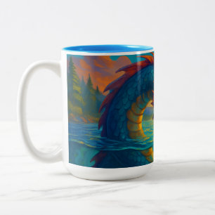 Funny Sea Schlange spielt mit einer Fantasie der F Zweifarbige Tasse
