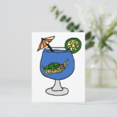 Funny Sea Turtle in Margarita Drink Postkarte (Stehend Vorderseite)