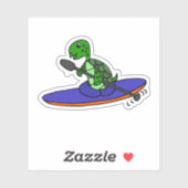 Funny Sea Turtle Kayaking Cartoon Aufkleber (Blatt)