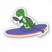 Funny Sea Turtle Kayaking Cartoon Aufkleber (Vorderseite)