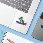 Funny Sea Turtle Kayaking Cartoon Aufkleber (Laptop mit iPhone)