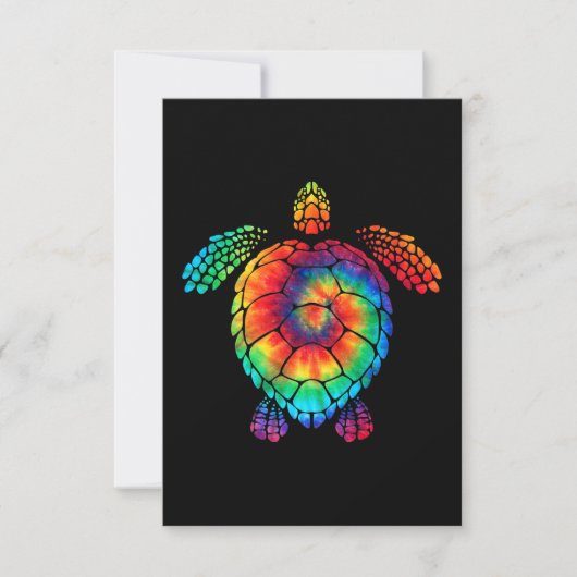 Funny Sea Turtle Ocean Gefärbte Krawatte Rainbow H RSVP Karte (Vorderseite)