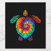 Funny Sea Turtle Ocean Gefärbte Krawatte Rainbow H Weinetikett (Einzelnes Label)