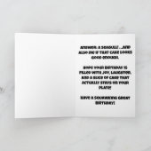 Funny Seagull Birthday Riddle - Kuchen auf Gefahr! Karte (Innenseite)