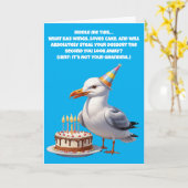 Funny Seagull Birthday Riddle - Kuchen auf Gefahr! Karte (Gelbe Blume)
