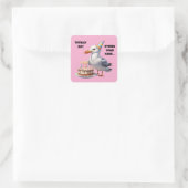 Funny Seagull Cake Joke - Totally Innocent! Quadratischer Aufkleber (Tasche)