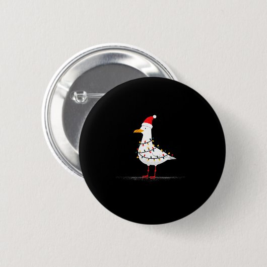 Funny Seagull Christmas Graphics Animal Lights Lov Button (Vorne & Hinten)