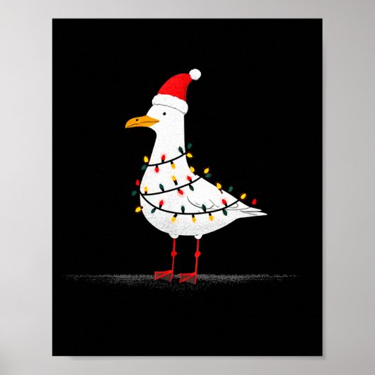 Funny Seagull Christmas Graphics Animal Lights Lov Poster (Vorne)